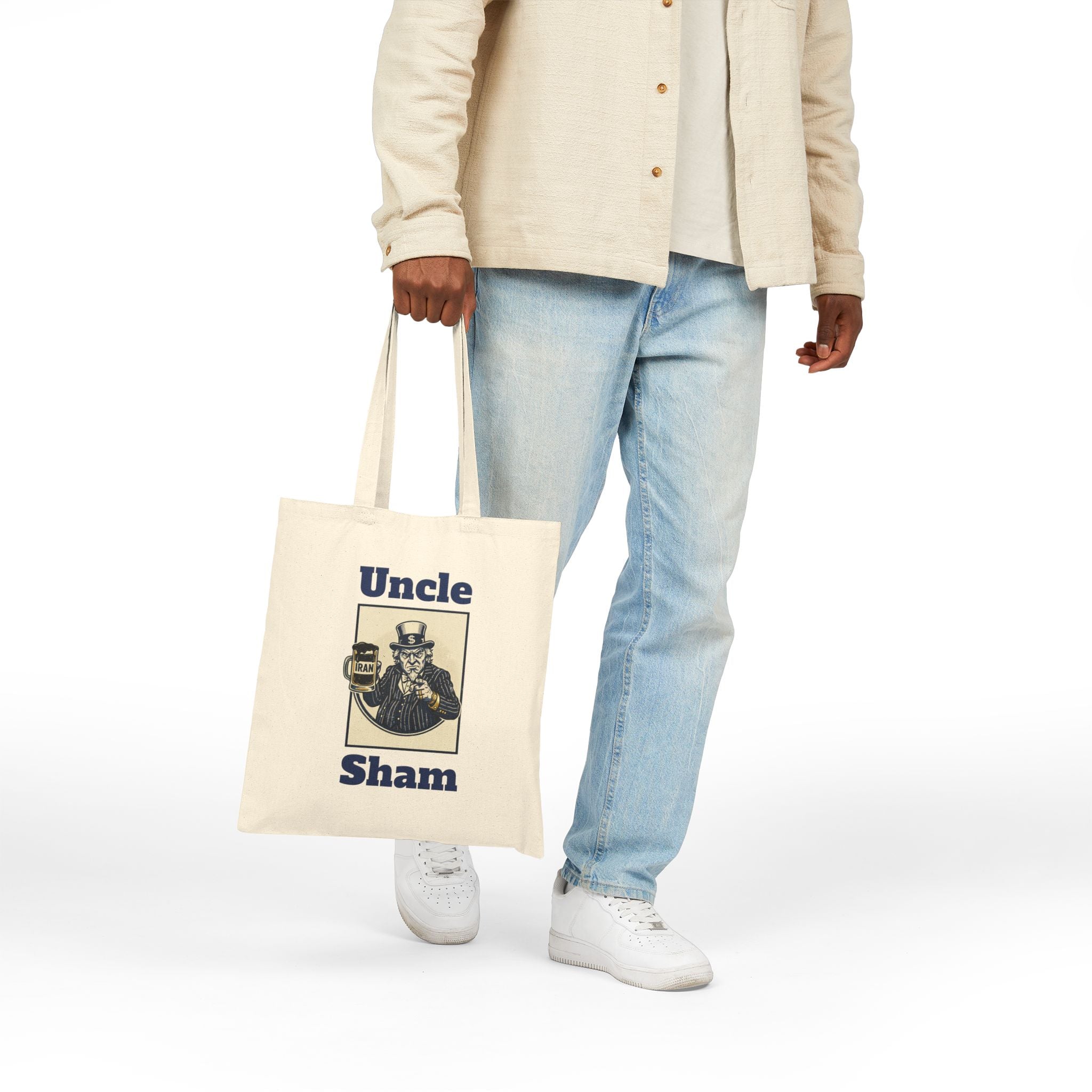 Uncle Sham Vintage Graphic Tote Bag — Patriotic Americana Canvas Grocery Tote